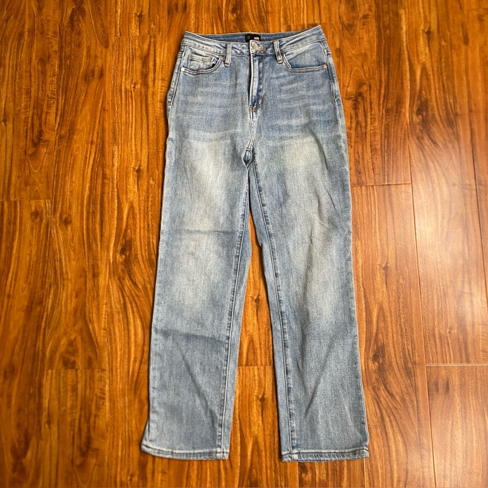 l&M Medium Blue High Waist Stretch Straight Leg Jeans Size 5 Streetwear Retro